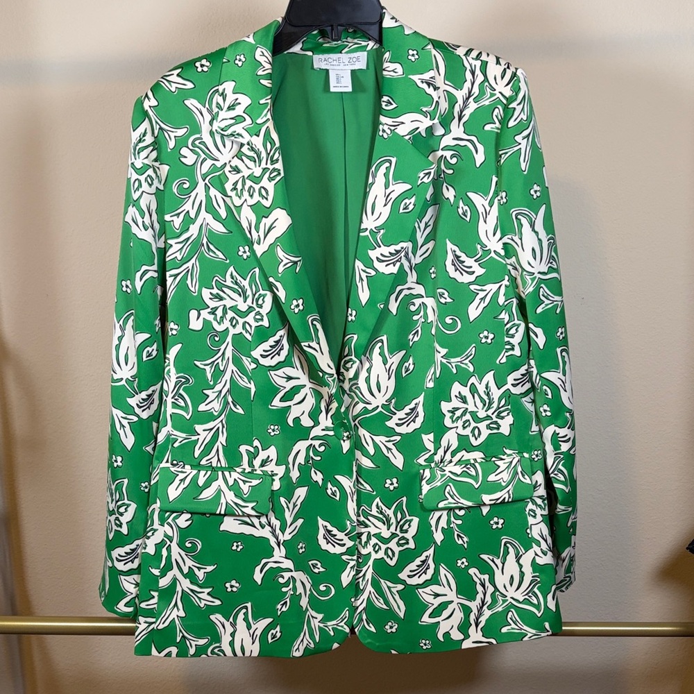 Rachel Zoe Green and White Floral Blazer